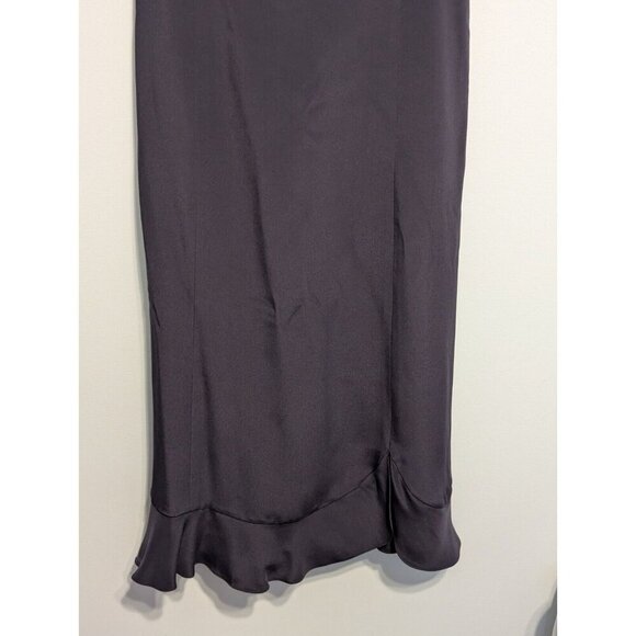 Talbots Navy Maxi Dress Pure Silk Sleeveless 8 Vintage flounced bottom cocktail - Picture 3 of 10